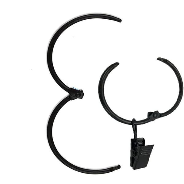 INF Gardinringe med Klemmer Sort 20 stk