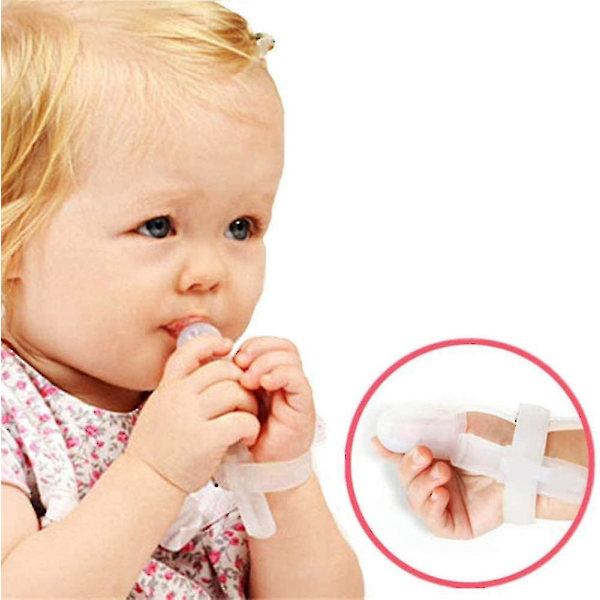 Tommelfinger-sutteforebyggelse til småbørn, fingerbeskyttelse til tommelfingersutning, neglbidningsforebyggelsessæt til 1-5-årige babyer