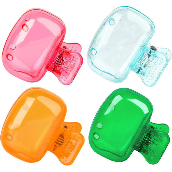 4-pack Resesmunstyckeöverdrag Tandborsthuvudskydd Kapsel Tandborsthuvudfodral Skyddande Bärbar Plastklämma för Hushåll Resor, Badrum, Skola