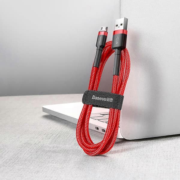 Slitesterk fleksibel kabel USB microUSB-kabel 1,5A 2M rød