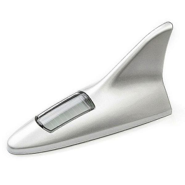 045 Solcellsdriven hajfena biltak bakvinge 8 LED blinkande lampor modifierad billampa - Grå Multicolor Silver
