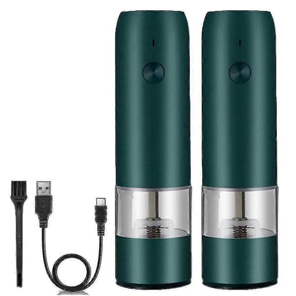 Oppladbart elektrisk pepper- og saltkvernsett green