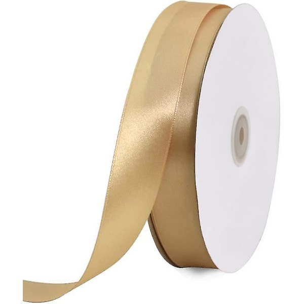 1 Tums X 100 Yards Guld Satinband Bred Solid Tygband Rulle För Alla Hjärtans Dag Presentinslagning Inbjudan Blombuketter Hårhantverk Sömnad