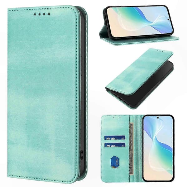 Retro Textur Läder Plånboksfodral för 15T Telefonfodral Mint Green