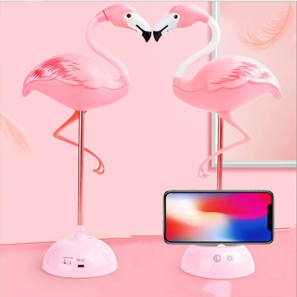 1 stk Flamingo Bordlampe, Sød Pink Lampe Kawaii Skrivebordstilbehør, Lys 360° Fleksibel Hjem Soveværelse Stud