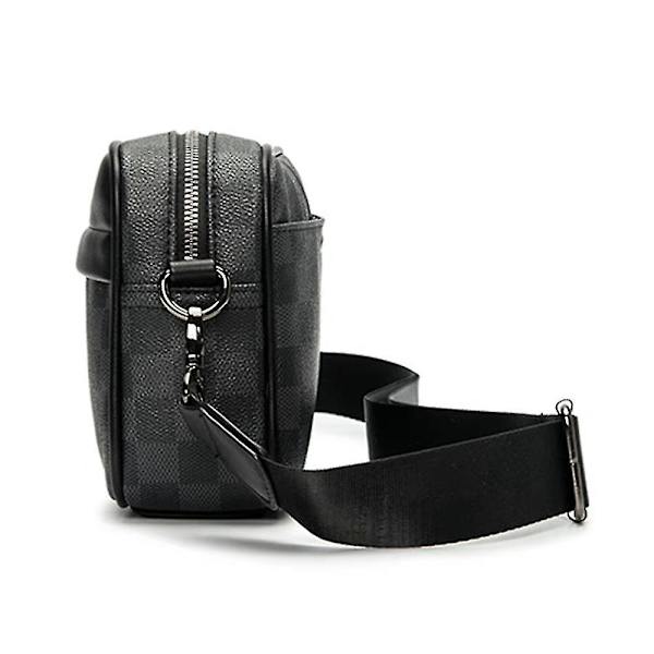 Herr Casual Rutig Axelväska Läder Crossbody Väska Justerbar Rem Messenger Bag