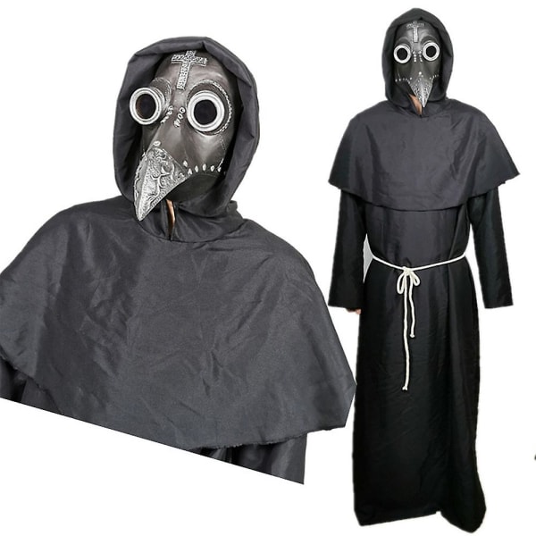 Halloween Steampunk Plague Doctor Cosplay Mask Karnevalsfest Korsnäbb Fågel Fancy Dress Up Kostymrekvisita Silver