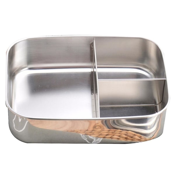 1/2/3 rutnät rostfritt stål matbehållare student Bento lunchlåda fodral 3Grids