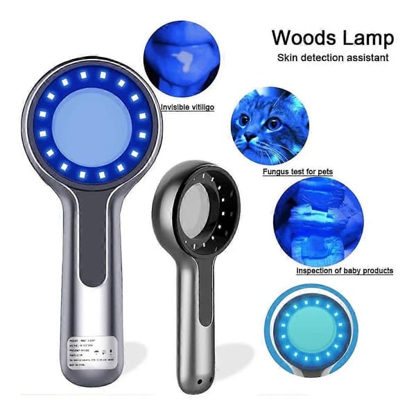 Woods lampe hudanalysator UV-forstørrelse for skjønnhetstesting Woods lampe lys for hudpleieanalyse Grå