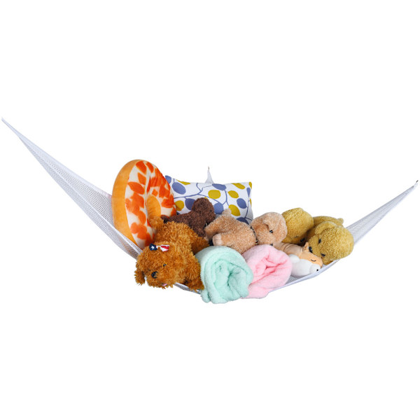 Lekeoppbevaringsnett i hammock, best for å holde rom rene, stor størrelse hvit