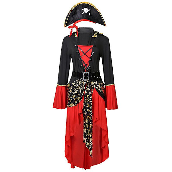 Aikuisen merirosvopuku naisille, naisten merirosvopuku aikuisille, naisten merirosvopuku, Halloween-merirosvopuku sukkineen S