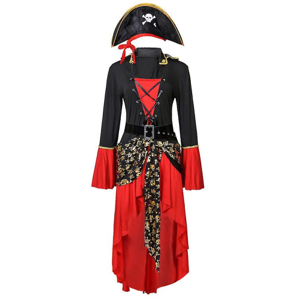 Voksen piratkostume Kvinder, Kvinde Piratkostume Voksen, Kvinder Piratkostume, Halloween Piratkostume med sokker M