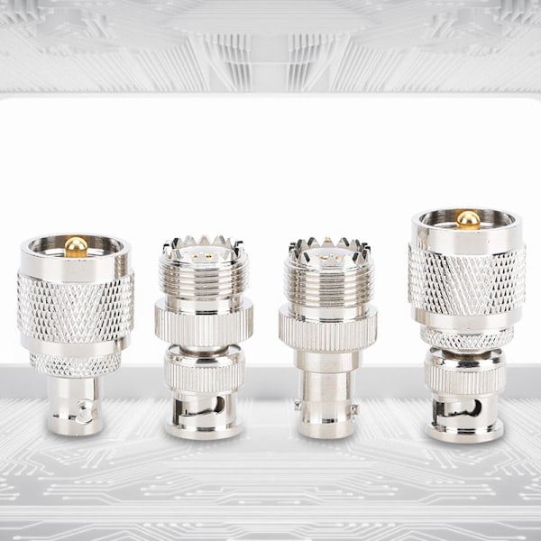 4 stk UHF til BNC Nikkelbelagt Kobber Kontakt Adapter 50 Ohm for Antenne Radio WiFi Trådløst LAN