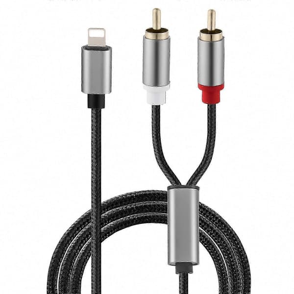 Lightning til RCA-lydkabel: 1m Y-splitter kompatibel med iOS & DJ-controllere