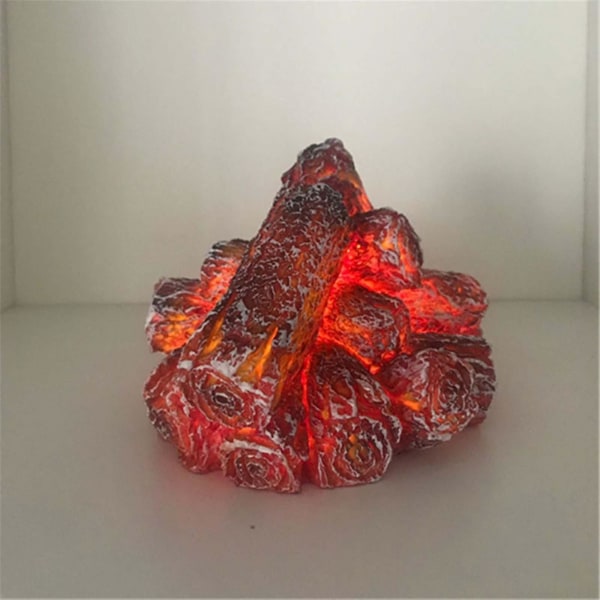 Kull LED-lampe Kunstig LED Peis Realistisk Treved Tre Glødende Brennende Flamme Flammeløs Peislys For Dekor Hjem