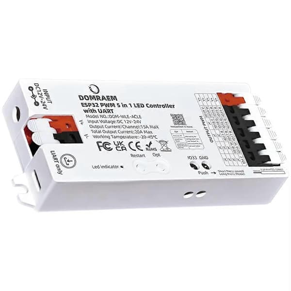 ESP32 WLED Controller med UART 5-i-1 til RGB RGBW RGBCCT LED Strip Virker til PWM Dæmpning