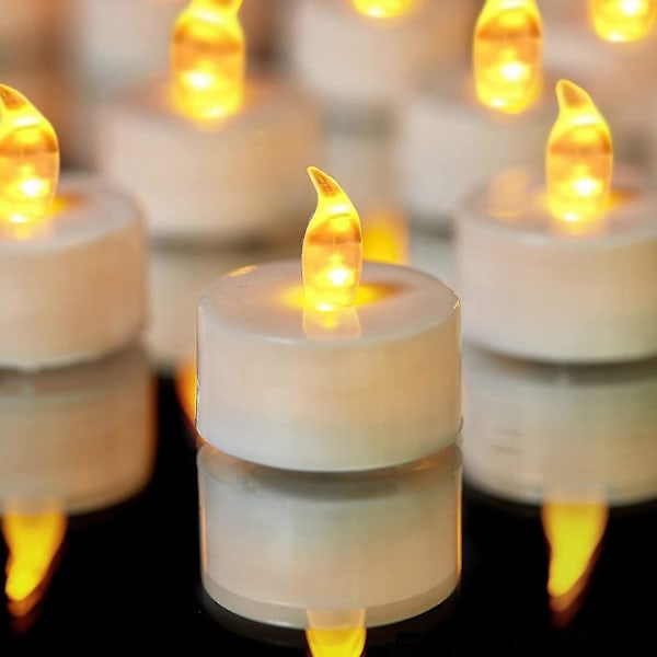 TeLjus, LED-Ljus med Flimmerfri Låga, 50-pack Realistiska Batteridrivna