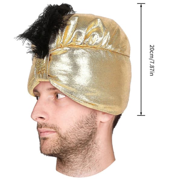 Arabisk Sultan Turban Hode Wrap Hodeplagg Gyldne Hodeplagg Sultan Halloween Gylden Bandana Hode Wrap Arabisk Hatt Multicolor
