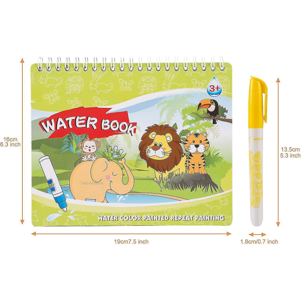 4 magiske vanntegnebøker Fargebøker med 4 magiske penner Babypedagogisk leketøy