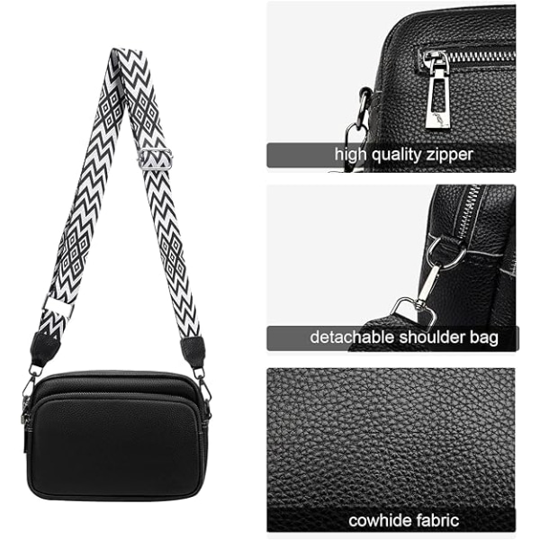 Crossbody-tasker til kvinder - Læderhåndtasker og -skuldertasker med justerbar bred rem Kamera Crossbody-taske til damer, piger, rejser dagligt