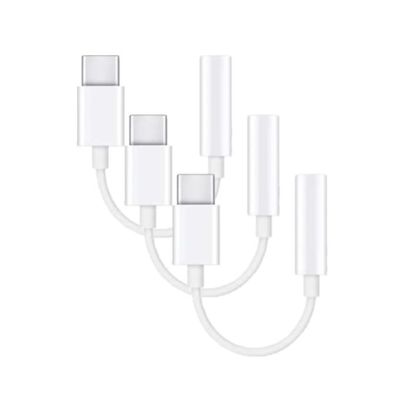 3-Pack Adapter USB-C til 3,5 mm (Samsung S20 S21 S22) hovedtelefoner white