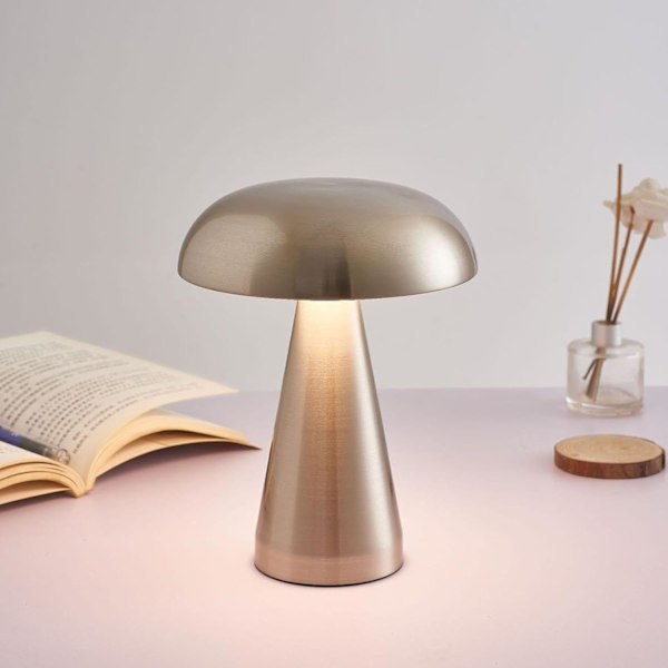 Svampebord Natlampe, Sengebord USB Opladning Natlys Udendørs Bar Bordlampe Lys Genopladelig Trådløs Moderne Lampe  (1PC Sølv)