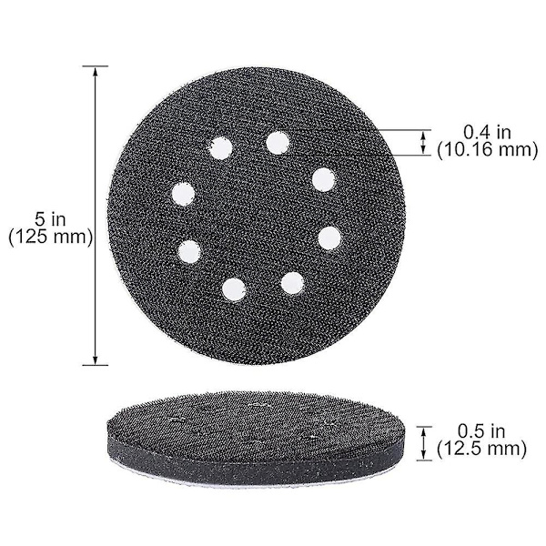 6 st 5 tum (125 mm) 8-håls mjukt svampgränssnitt för slipdynor och kardborreband slipdiskar för