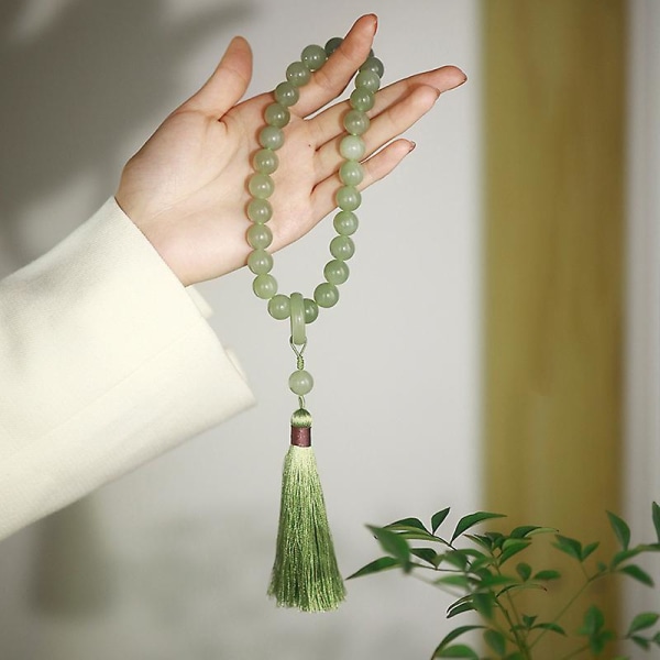 12mm Beads Tassel Bracelet Necklace Tibetan Buddhist Rosary Green