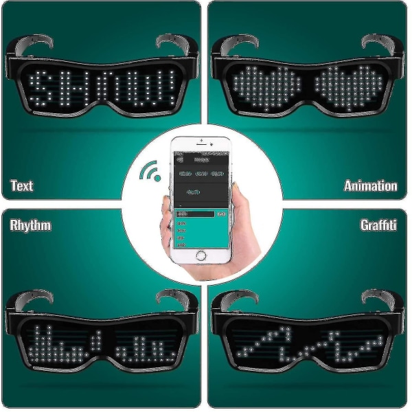 Led Briller Bluetooth App Connected Led Display Smart Glasses Diy Funky Eyeglasses
