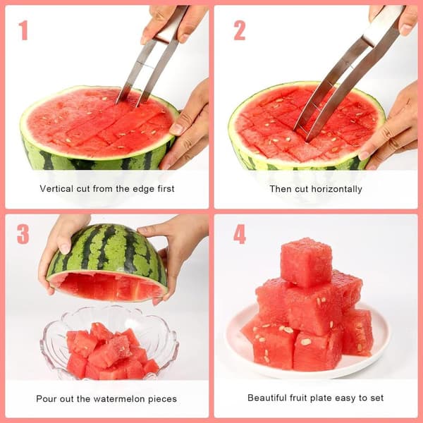 Vannmelonskutter, Rustfri Vannmelonskutter, Fruktkubekutter for Fest Camping-FA-