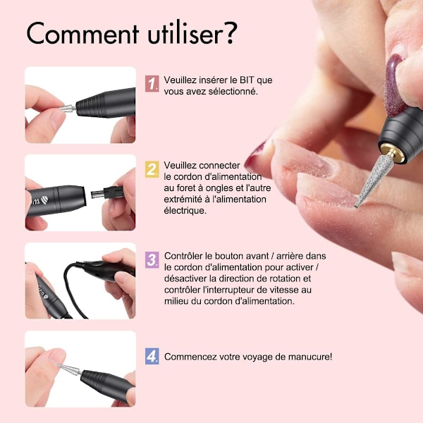 Nagelslipmaskin, professionell elektrisk nagelfil för nagelkonst, wi