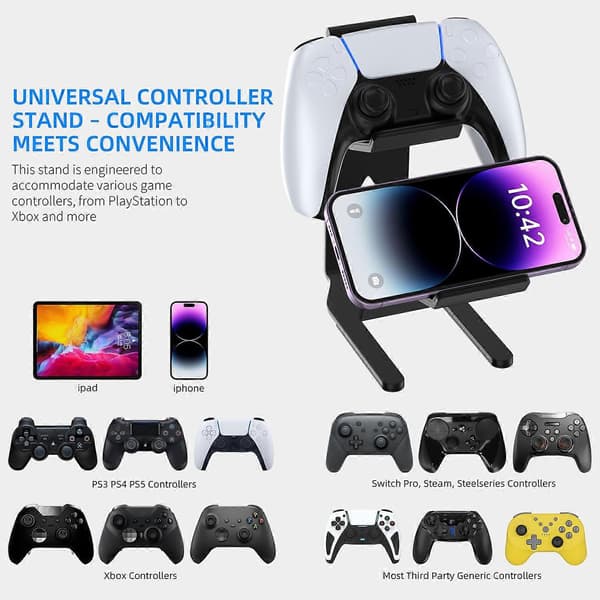 JYS JYS-P5222 Universal Gamepad Holder Zinklegering Spilcontroller Bordstander til PS5 PS4 Xbox Nin