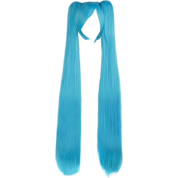 2 Hestehaler Rett Langt Party Kostyme 120cm Cosplay Parykk (Cyan Blå) blue