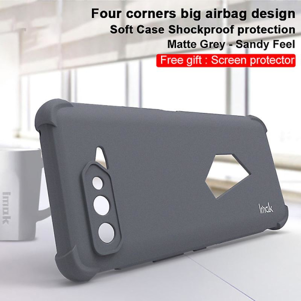 Imak Matte Series Airbag Förstärkta Hörn Tpu Telefonfodral Med Skärmskydd För Asus Rog Phone 5/5s Matte Grey