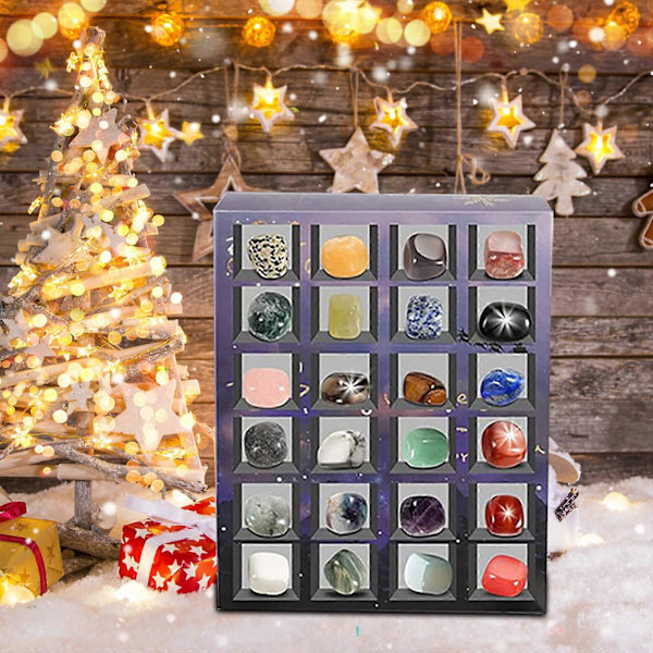 2024 Jul Adventskalender 24 Naturliga Kristall Agat Fossil Dag Multi-color
