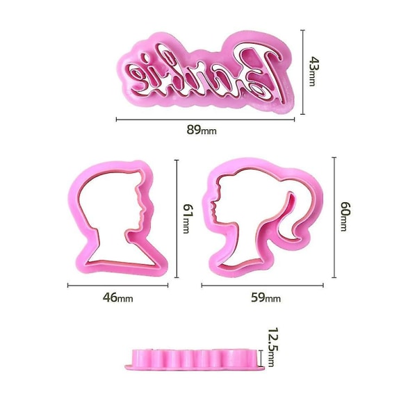 Barbie Head Stamp Girls Cookie Cutter Set 3D-trykt kake sjokolade fondantform form kjøkkenverktøy 10Set