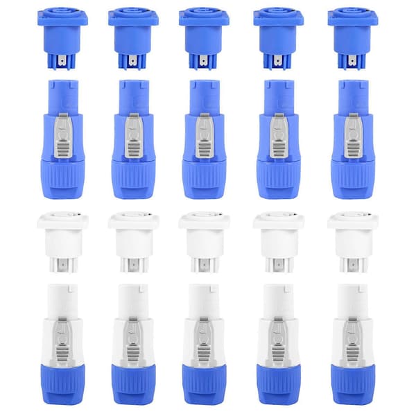 10 set PowerCON Typ A NAC3FCA+NAC3MPA-1 Chassikontakt Panelladapter Vit & blå