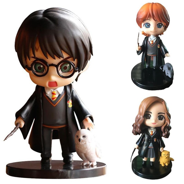 3 stk/sett Harry Potter Ron Hermione Figurer Leke Modell Dukke Leke Borddekorasjon Ornamenter Gaver