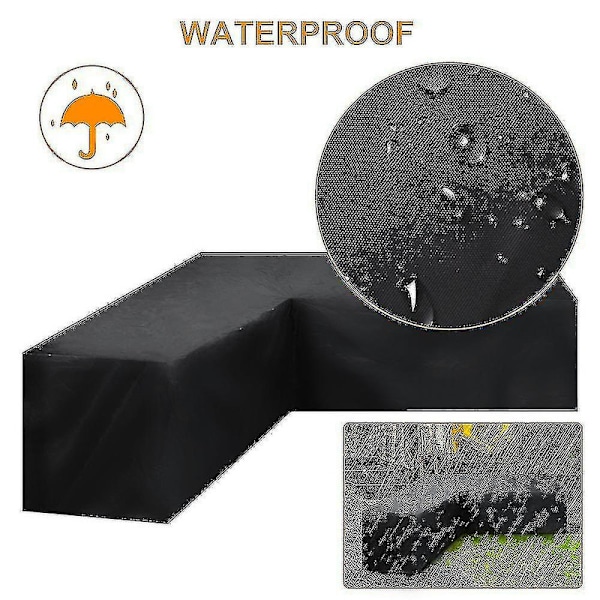 12 Sizes L-Shaped All Weather Cover Waterproof Rattan Corner Furniture Covers Garden Patio Outdoor Sofa Cover Dust Cover 300*300*98cm