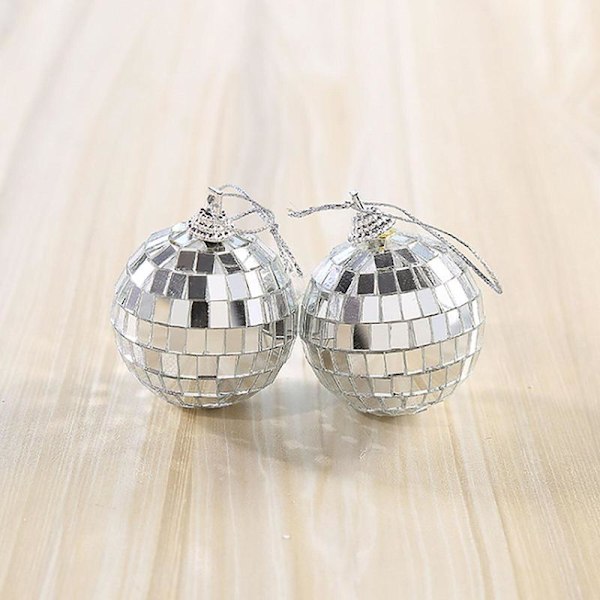 6 stk Mini Diskokule Festdekorasjoner Sølv Mini Plastpynt Små Diskokuler Sølv Sølv Silver 3CM