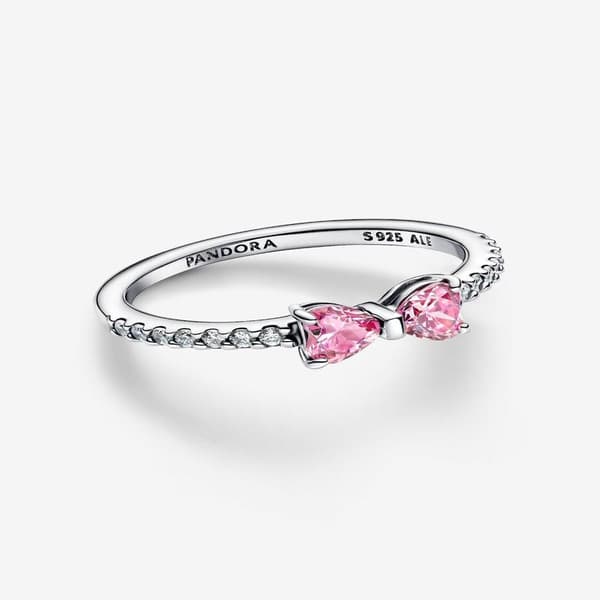 Pandora - Glitrende Rosa Sløyfering - Sterling sølv Circumference: 56mm