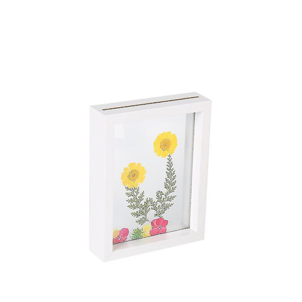 Dobbelt glas flydende billedramme, dobbelt glas billedrammer display til skrivebord eller vægophæng white A4