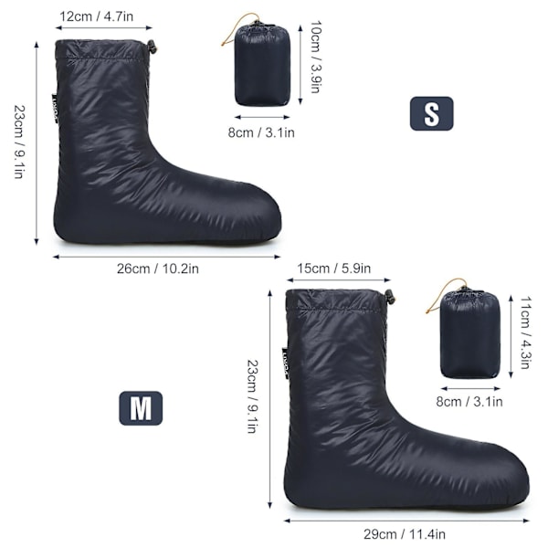 Lixada Vinter Varme Dun Sovesko Dun Sokker Myke Vindtette Camping Dun Booties for Sovepose Camping Sokker S