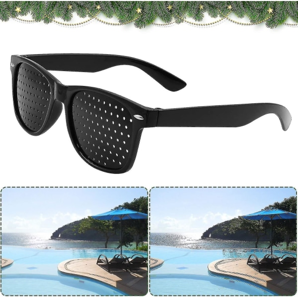2-pak nålehulsbriller til forbedring af synet, sorte unisex-synsstyrkende nålehulsbriller