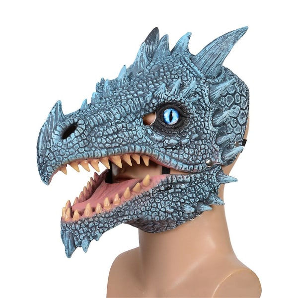 Dinosaurie Cosplay Mask Med Rörlig Käke Fancy Dress Up Ansiktsmask Huvudbonad Halloween Karneval Fest Rekvisita Ice Dragon