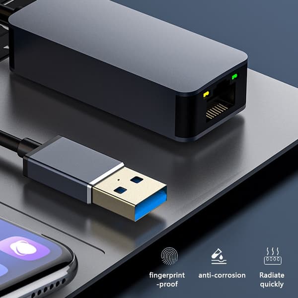 USB-A - RJ45 Nettverksadapter Grå size 57