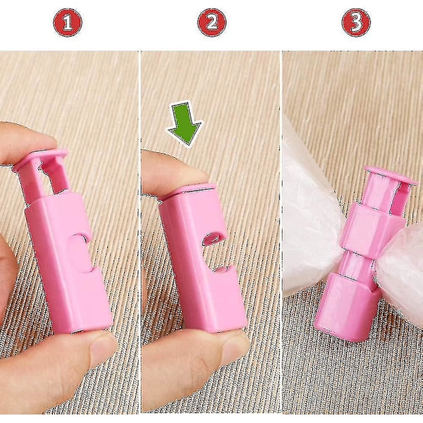 Brødpose-Klips, Nemt Greb og Lås, Assorteret (Blågrønrosa) 12 Pak