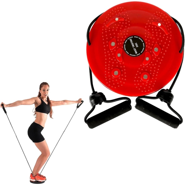 Ab Twister -lauta harjoitteluun, vyötärökierrelevy, jossa 2 vetonarua ja 8 tukkia vatsan harjoitteluvälineiden vahvistamiseen red