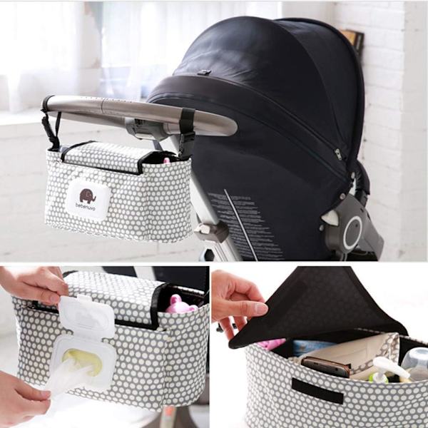 Barnvagnsväska, Buggy Organiser Bag, Hängande Diverse Organizer Blöjförvaringsväska, Barnvagnsförvaringsväska