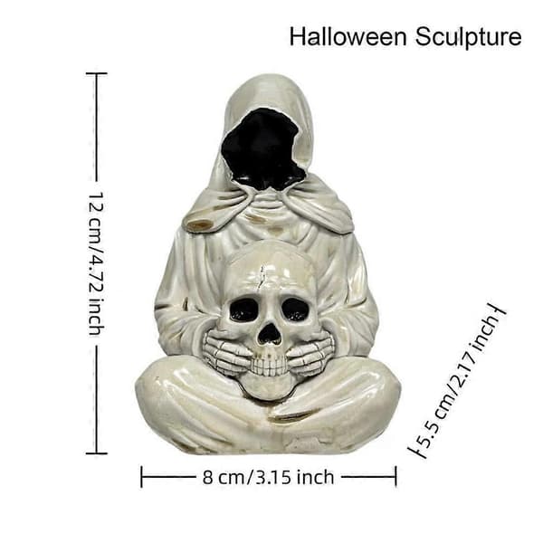 LED lys kraniepynt Reaper Statue Gotisk Harpiks Halloween Figur